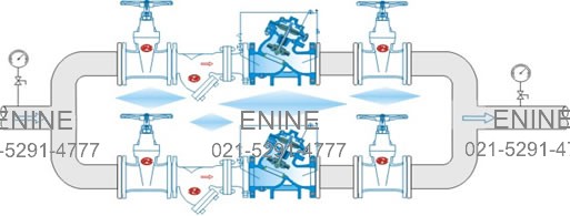 Typical Installation of Pressure Reducing & Sustaining Control Valves with Downstream Surge Control