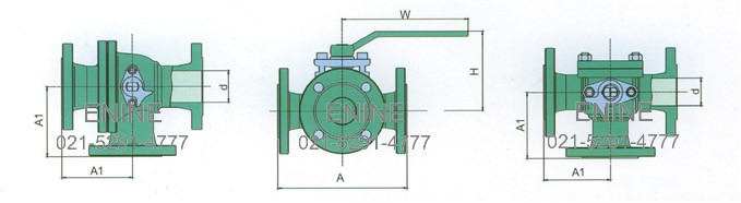 Dimensions and Weights of Four-Way Ball Valves