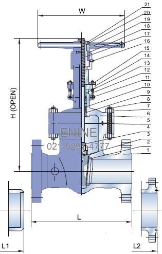 Materials of Cl 900, 1500 Lb Cast Steel Gate Valves