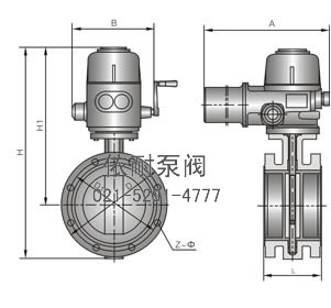 型号：D941X/F/J/H/S  法兰式(衬胶)脱硫电动蝶阀