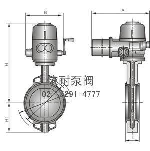 型号：D971X/F/J/H/S  对夹式(衬胶)脱硫电动蝶阀