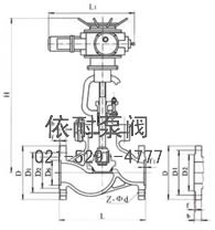 J941法兰链接电动截止阀 外形尺寸图