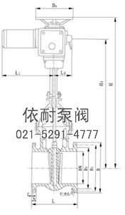 Z941T/W/H-10型明杆楔式单闸板电动闸阀 外形尺寸图