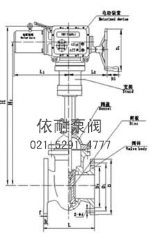 Z944T/W-10型明杆平行式双闸板电动闸阀 外形尺寸图