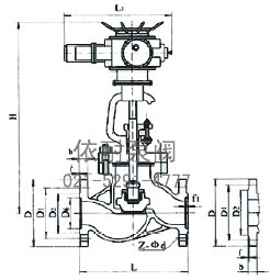  J941H/J941Y型电动法兰钢制截止阀 结构图