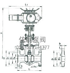  Z41H/KZ41Y/Z40H/KZ40Y型电动法兰楔式闸阀 结构图