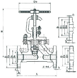  J41H/J41Y/J41W型锻钢法兰截止阀 结构图