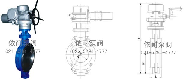 D973H电动对夹硬密封蝶阀 外形尺寸图