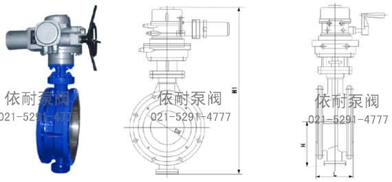 D943H电动硬密封法兰蝶阀 外形尺寸图