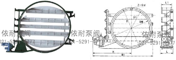 电动圆形百叶式调节蝶阀 外形尺寸图