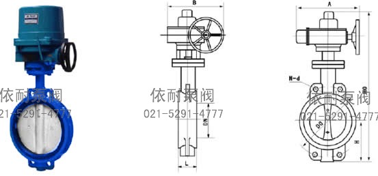 D971X软密封电动对夹蝶阀 外形尺寸图