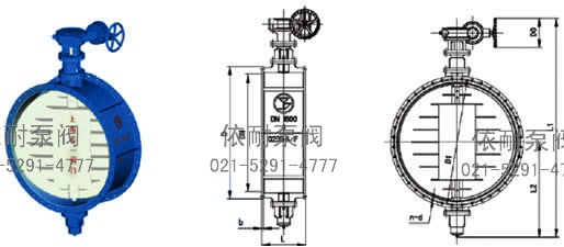 TD341W蜗轮传动通风蝶阀 外形尺寸图