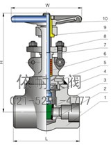 压力自紧阀盖锻钢闸阀 结构图