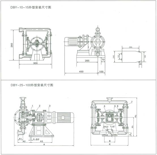 DBY电动隔膜泵 外型安装尺寸