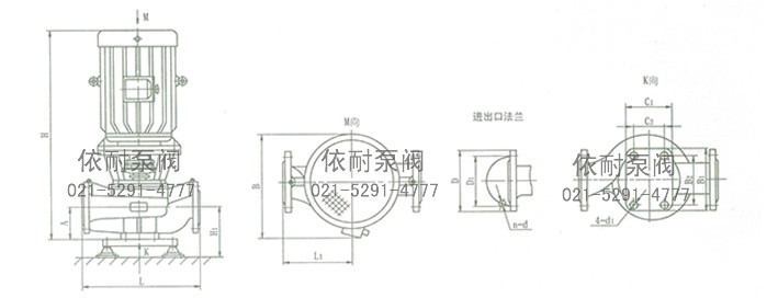 ISGB、IRGB系列管道泵 产品外形图及安装尺寸