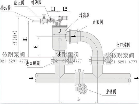 LDSL电动刷式过滤器 安装示意图