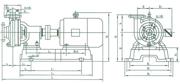 AFB、FB耐腐蚀泵 结构和外形安装尺寸表图