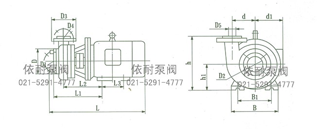 FSB-D短支架式氟塑料合金泵 安装示意图