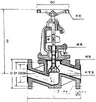 J41F46聚全氟衬里截止阀 外形尺寸图