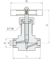 QJ-5内外双螺纹气动管路截止阀 外形尺寸图