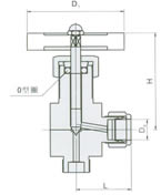 QJ-6角式外螺纹气动管路截止阀 外形尺寸图