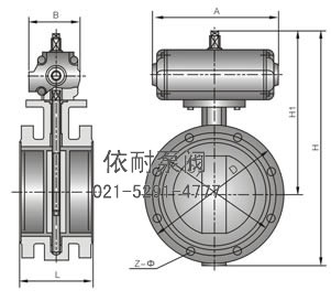 型号：D641X/F/J/H/S  法兰式(衬胶)脱硫气动蝶阀