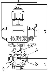 气动蝶阀  外形尺寸图1