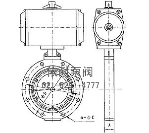 高真空气动蝶阀 外形尺寸图