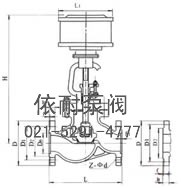 J641H法兰直通式气动截止阀 外形尺寸图