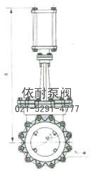美标刀形气动闸阀 外形尺寸图2