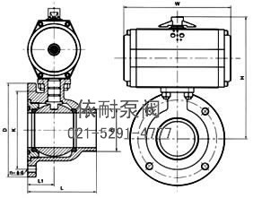 Q641型放料气动球阀 外形尺寸图