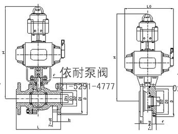 Q671F对夹式超短型气动球阀 外形尺寸图