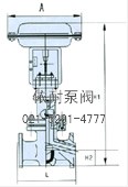 ZJHF衬氟塑料波纹管气动调节阀  外形尺寸图1