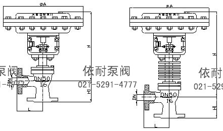 ZJHJ精小型薄膜角型气动调节阀  外形尺寸图