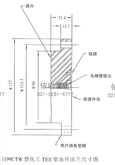 1199CTW型化工TEE型远传法兰尺寸图