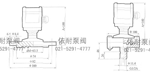 XL-133C法兰式隔膜压力变送器外形结构图