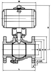 气动法兰球阀 结构图
