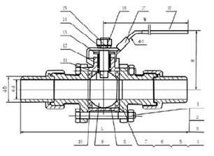 Q61F三片式活接对焊球阀 结构图