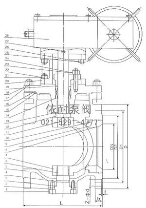 上装式偏心半球阀结构图