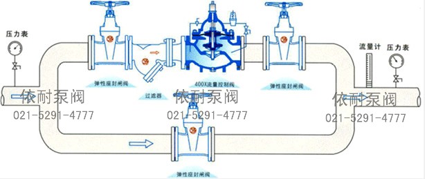 400X型流量控制阀 典型安装示意图