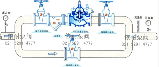 400X型流量控制阀 典型安装示意图