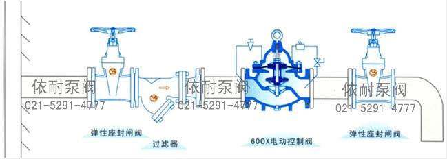 600X电动控制阀 典型安装示意图