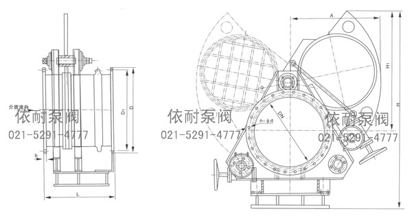  F343CX—0.5/1.5/2.5手动扇形盲板阀 结构图