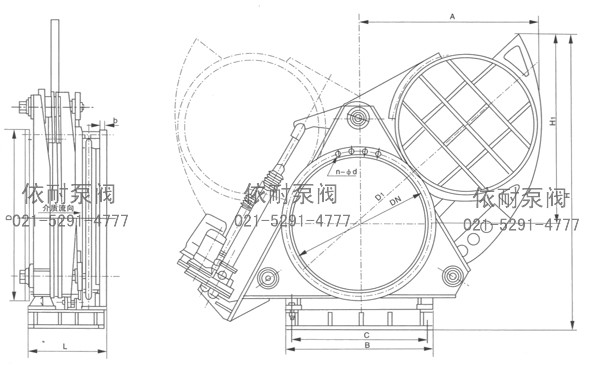 F9T43X—0.5/1.5/2.5电动扇形盲板阀结构图