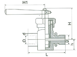 X13H-40C/P/C二通压力表旋塞阀 外形尺寸图