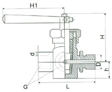 X14H-40C/P/T三通压力表旋塞阀 外形尺寸图