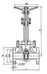DZ41Y低温法兰闸阀 外形尺寸图