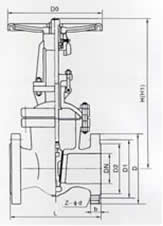 Z41H-16型铸铁楔式闸阀 外形尺寸图