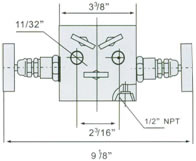 EN5-13 SS-M2F8型五阀组 外形尺寸图