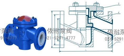 衬胶、衬氟升降式止回阀 外形尺寸图